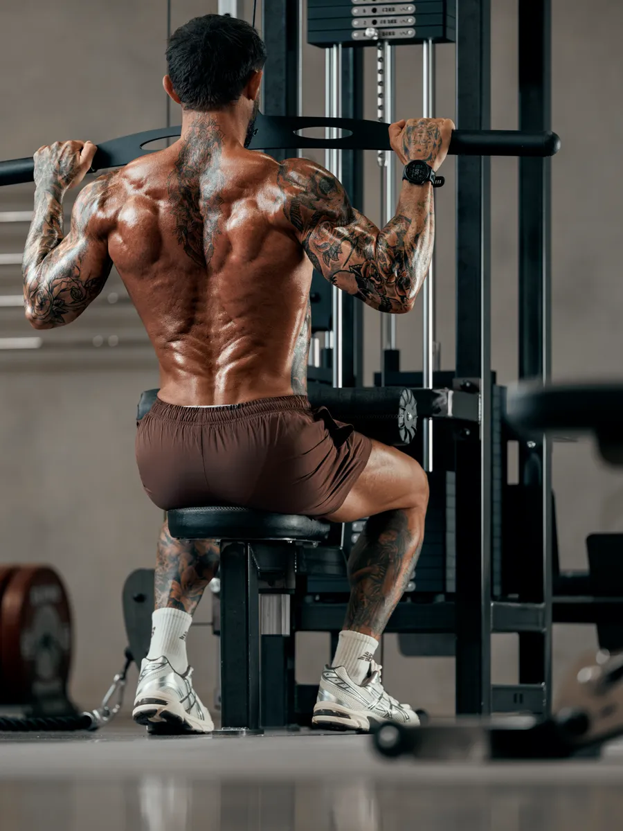 Seated lat pulldown, back view